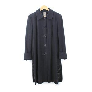 Vintage Zelda Black 100% Wool Coat 90s does 40s size 12